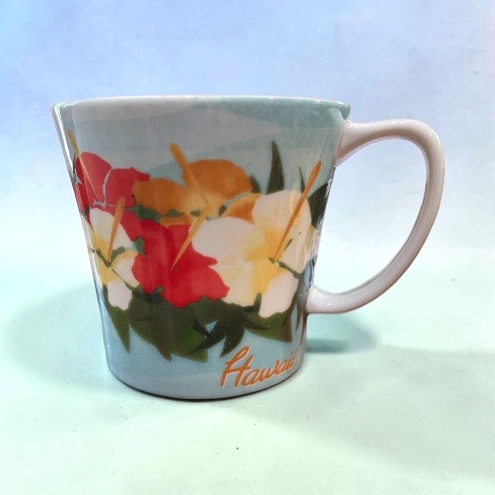 Starbucks 2010 New Bone China Hawaii State Hibiscus Flower Coffee Mug Cup  NWOB